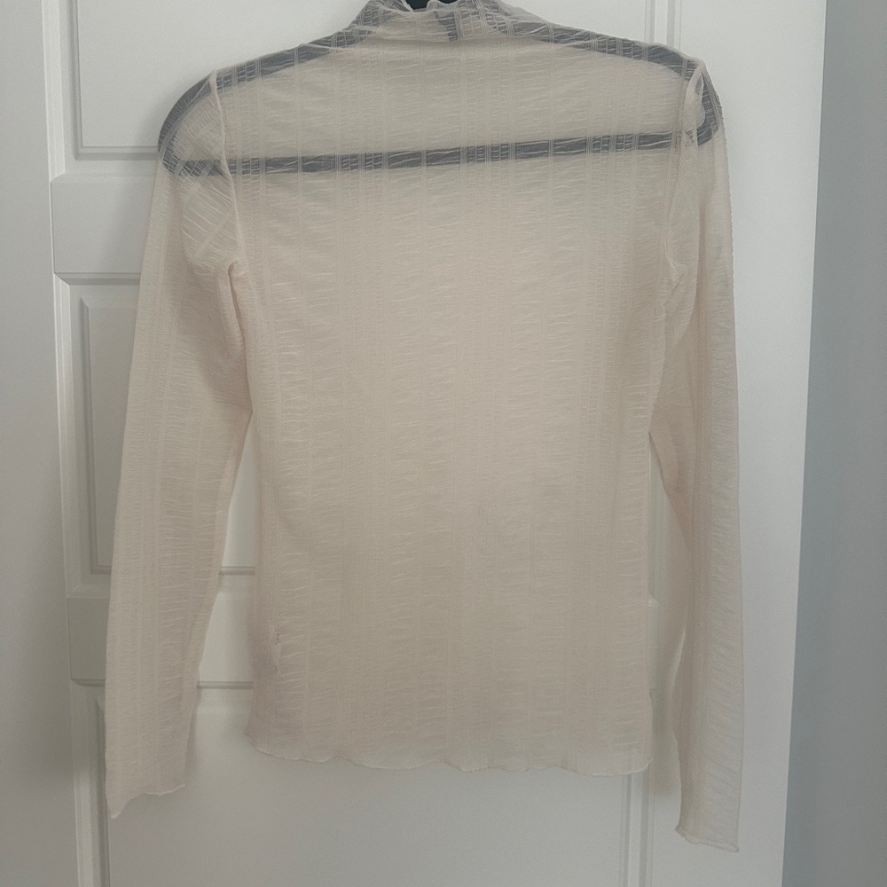 Dynamite Cream Sheer Ribbed Blouse - Picture 2 of 4